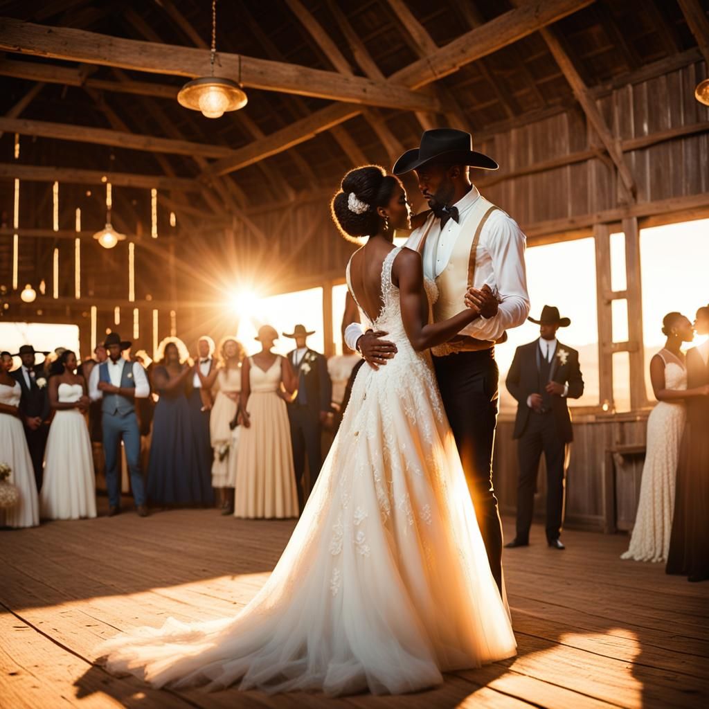 Romantic Barn Wedding at Sunset in Film Style