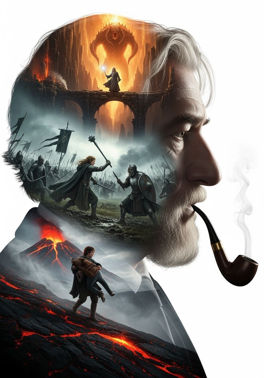 Tolkien's Middle-earth: A Double Exposure Portrait