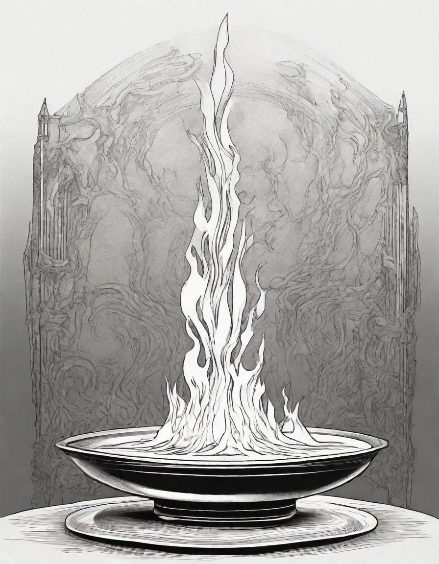 Towering Magical Flame Rises from Metal Bowl