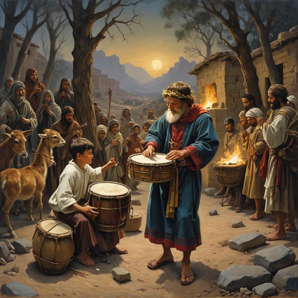 Little Drummer Boy's Gift: Oil Painting