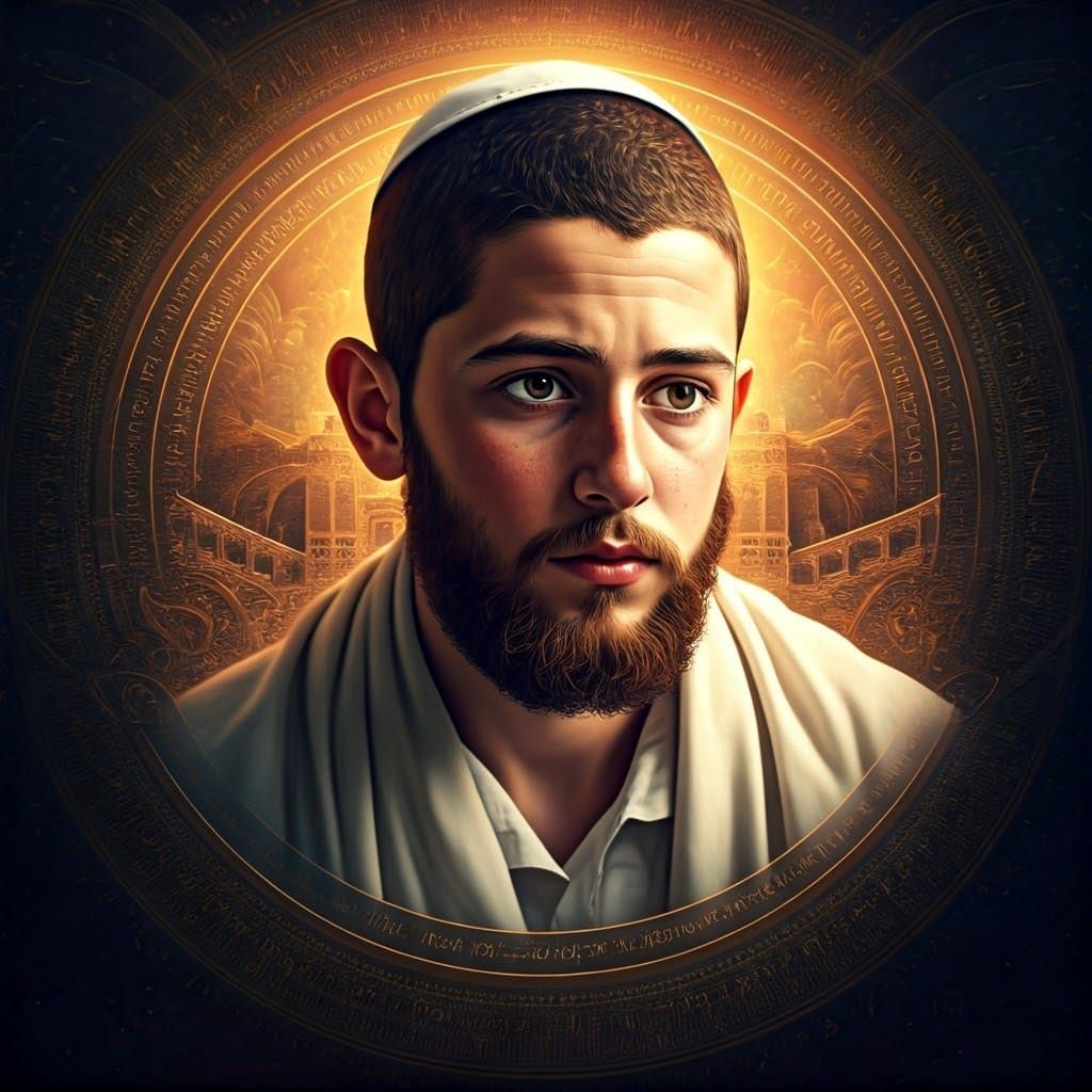 Mysterious Young Haredi Saint against Jerusalem Skyline