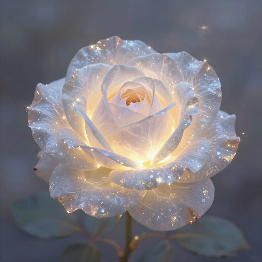 Ethereal Rose of Light and Shimmering Mist