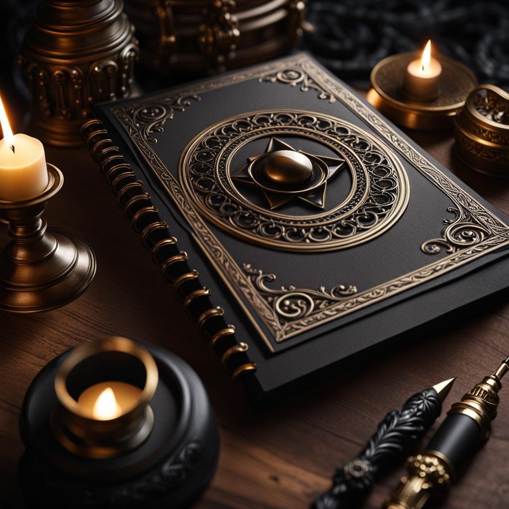 Gothic Notepad with Witchy Props in Baroque Style