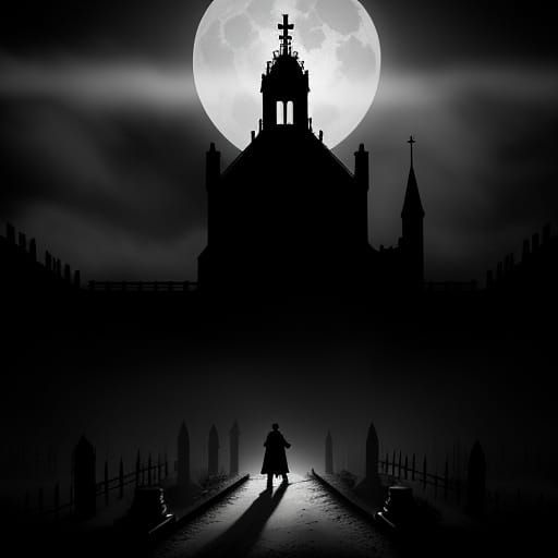 Eerie Midnight Scene in a Haunted Edinburgh Graveyard