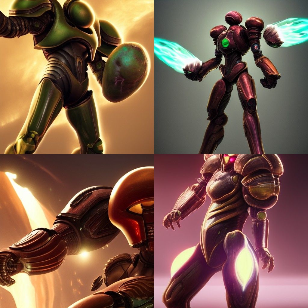 Hyperrealistic Samus Aran Knight Portrait in Biopunk Style