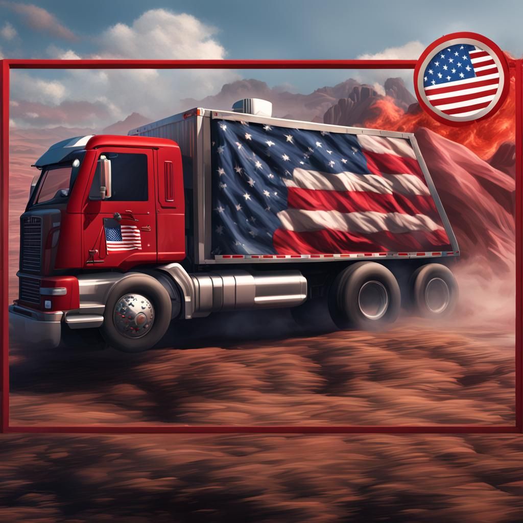 Donald Trump Rides a Red Flag Truck