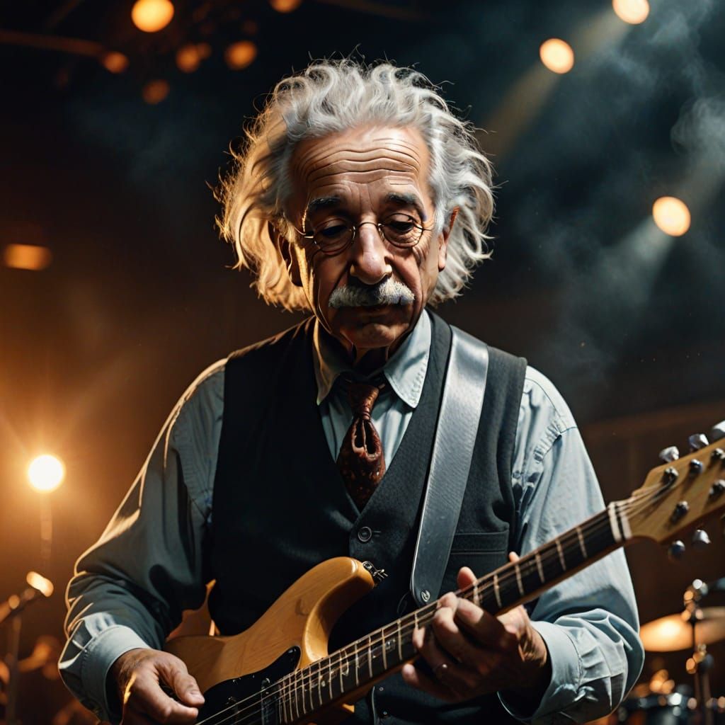 Einstein Rocks the Stage: A Hyperrealistic Portrait