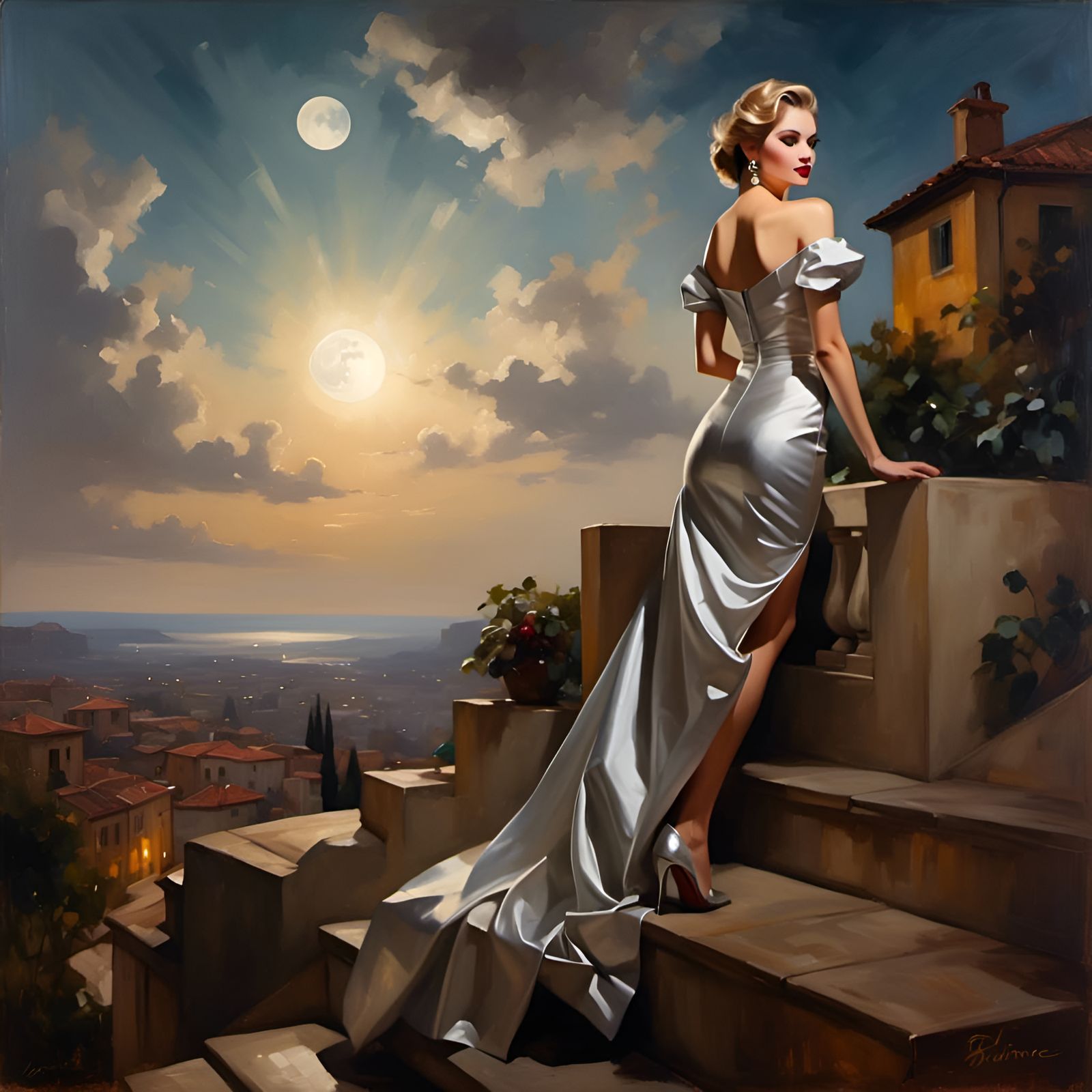 Moonlit Silver Landscape