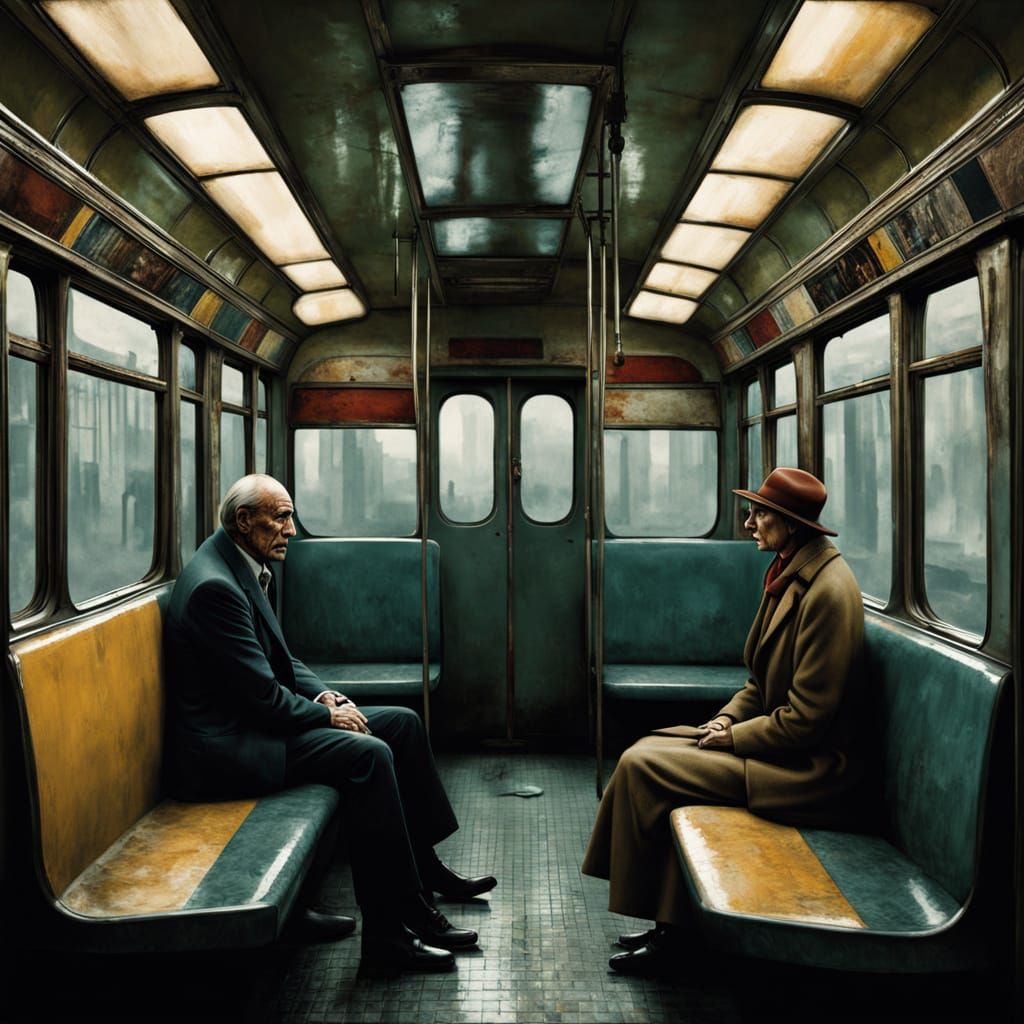 Vintage Subway Car Interior in Bauhaus Style