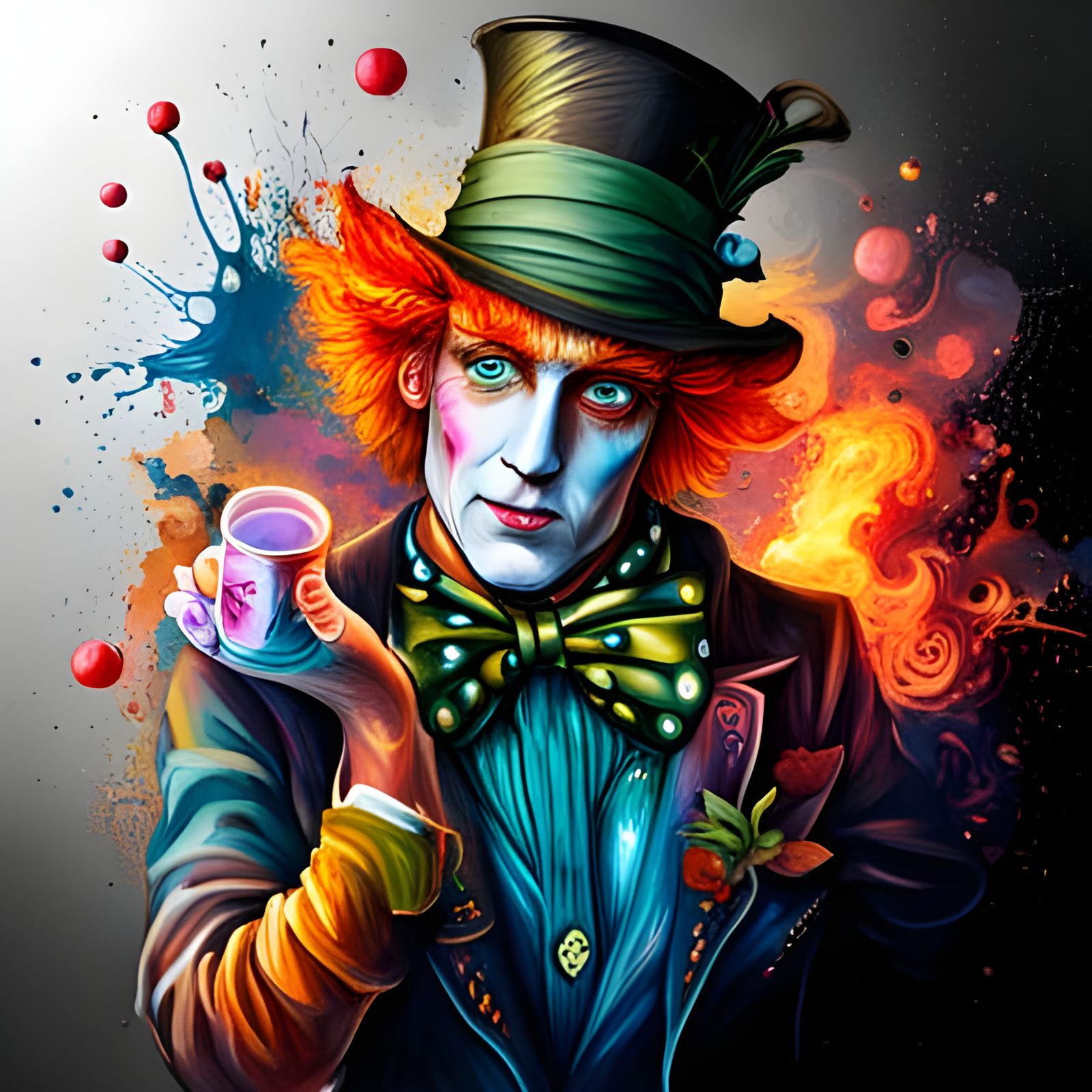 Mad Hatter Graffiti Art in Polychromatic Style