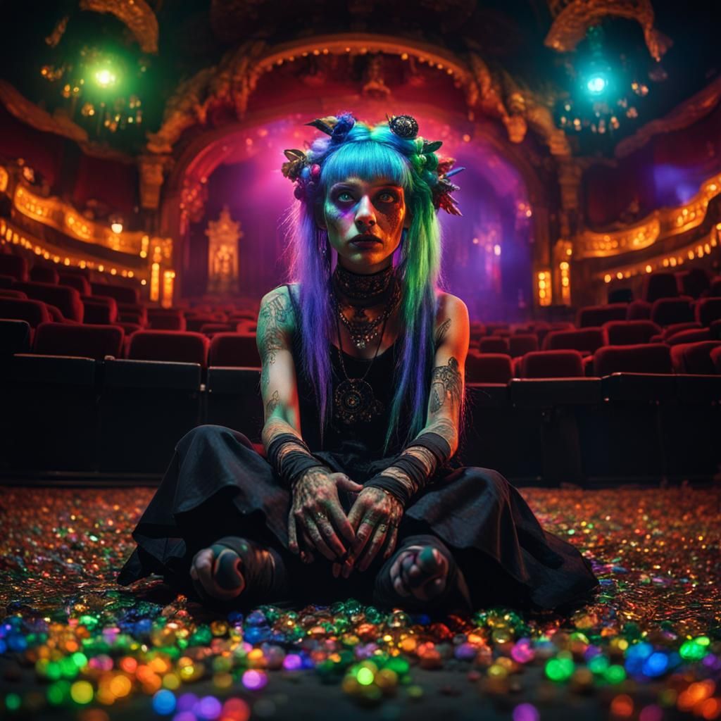 Goblin Goddess of the Old Ones in Glitchcore Style