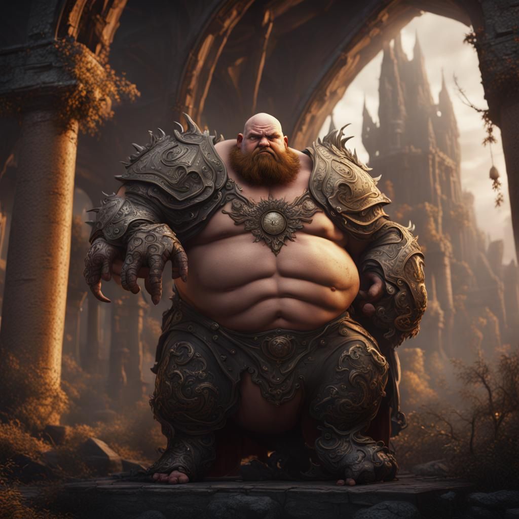 Detailed Matte Painting of a Fat Man