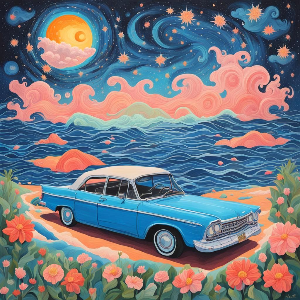 Ethereal Starry Dream: Gouache Album Cover Art