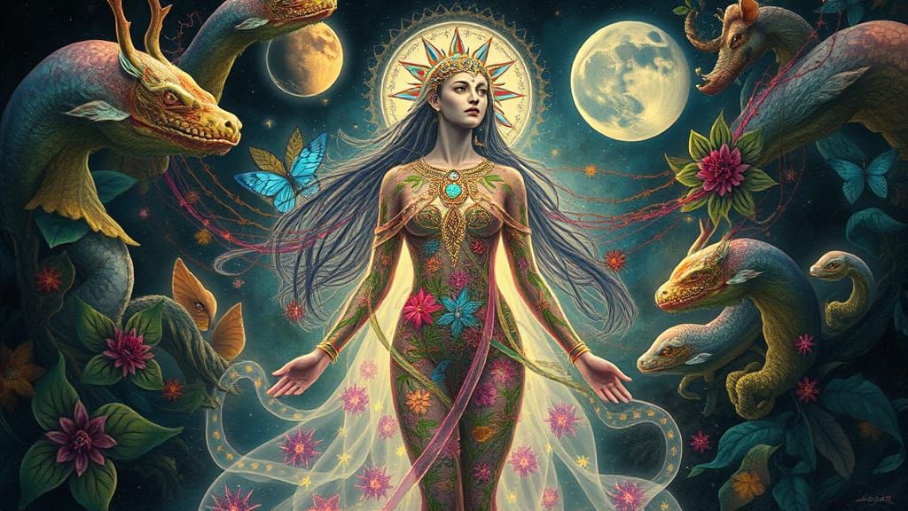 Ethereal Mindscape: Earth and Moon Intertwined