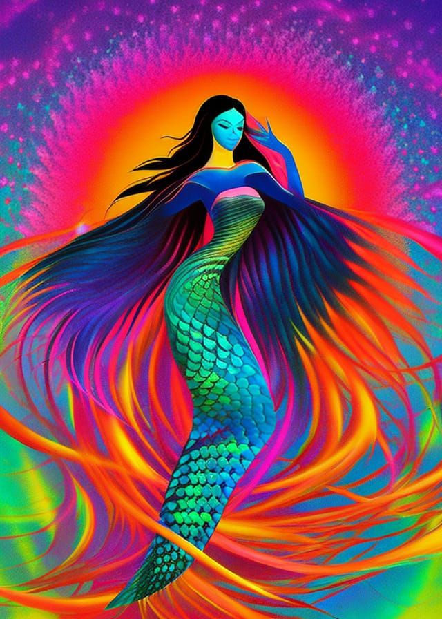 Majestic Mermaid with Glowing Aura of Mystery