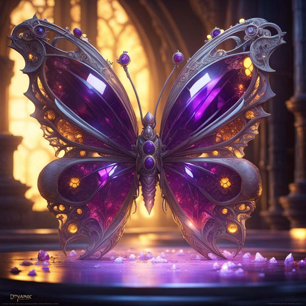Crystal Butterfly in Dark Fantasy Art Style