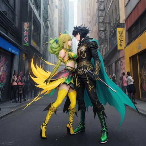 Fantasy Mages in Graffiti Art Style