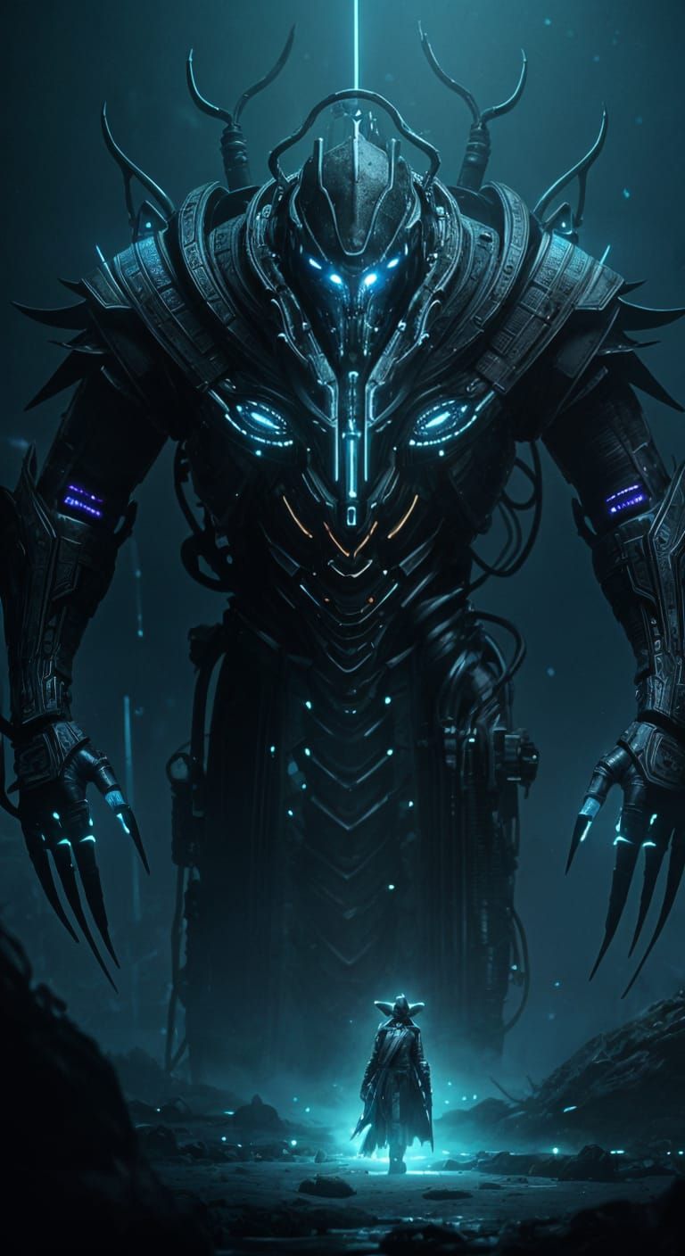 Biopunk Wizard Casting Magic in Cinematic Lighting