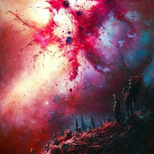 Prismatic Nebula in Splatter Paint Style