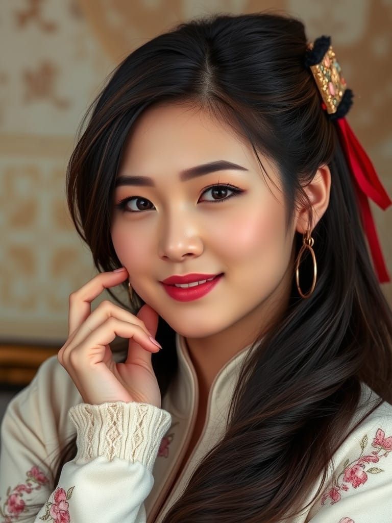 Ethereal Celestial Goddess in Chinese Artistic Style