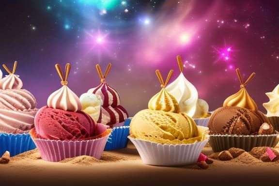 Delicious Cheesecake Ice Cream Sundae in Anime Style