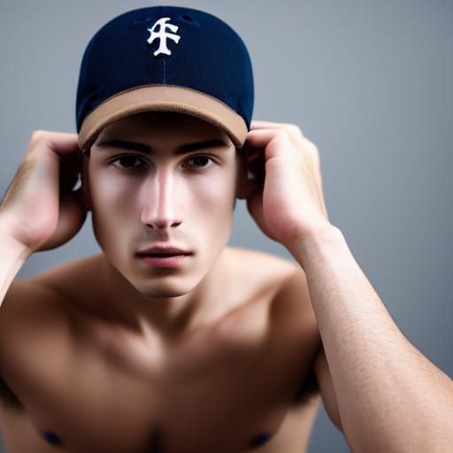 Athletic Man in Baseball Cap, Realistic 8k Resolution