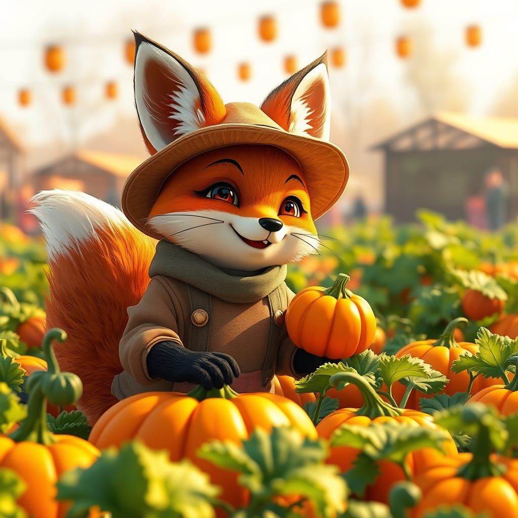 Anime Fox in Autumn Harvest Festival
