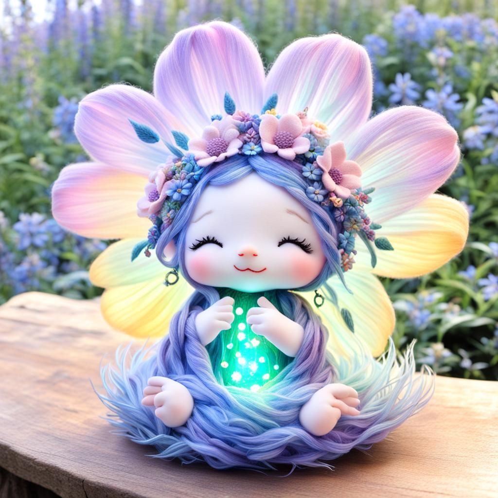 Fiberoptic Soft Sculpture Flowers and Chibi Fairy