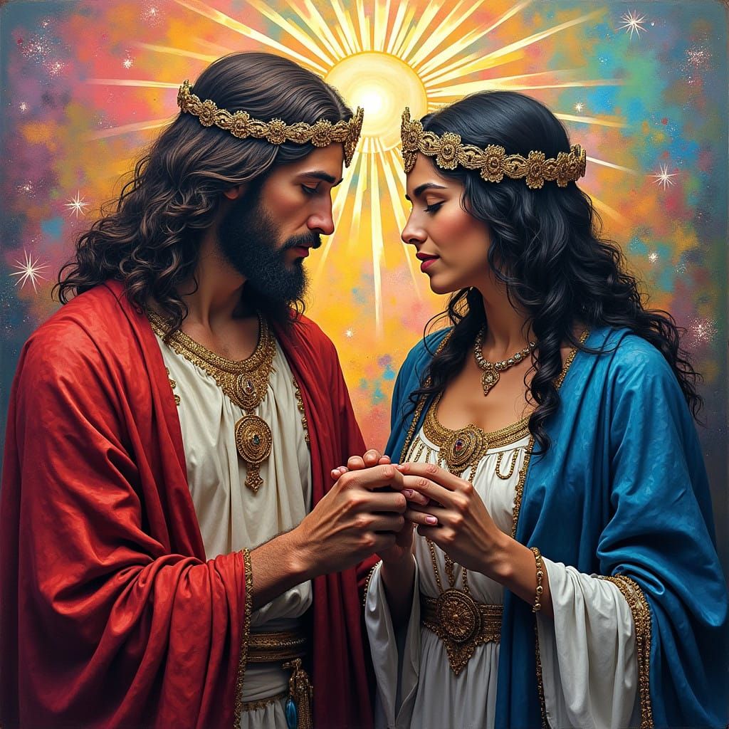 Jesus and Athena in Exalted Love Unite in Vibrant Graffiti T...