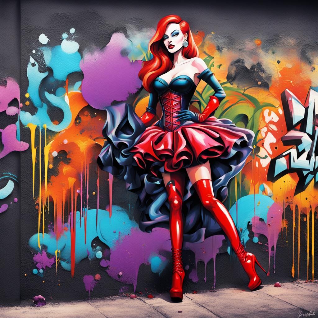 Jessica Rabbit as Harley Quinn: Graffiti Art