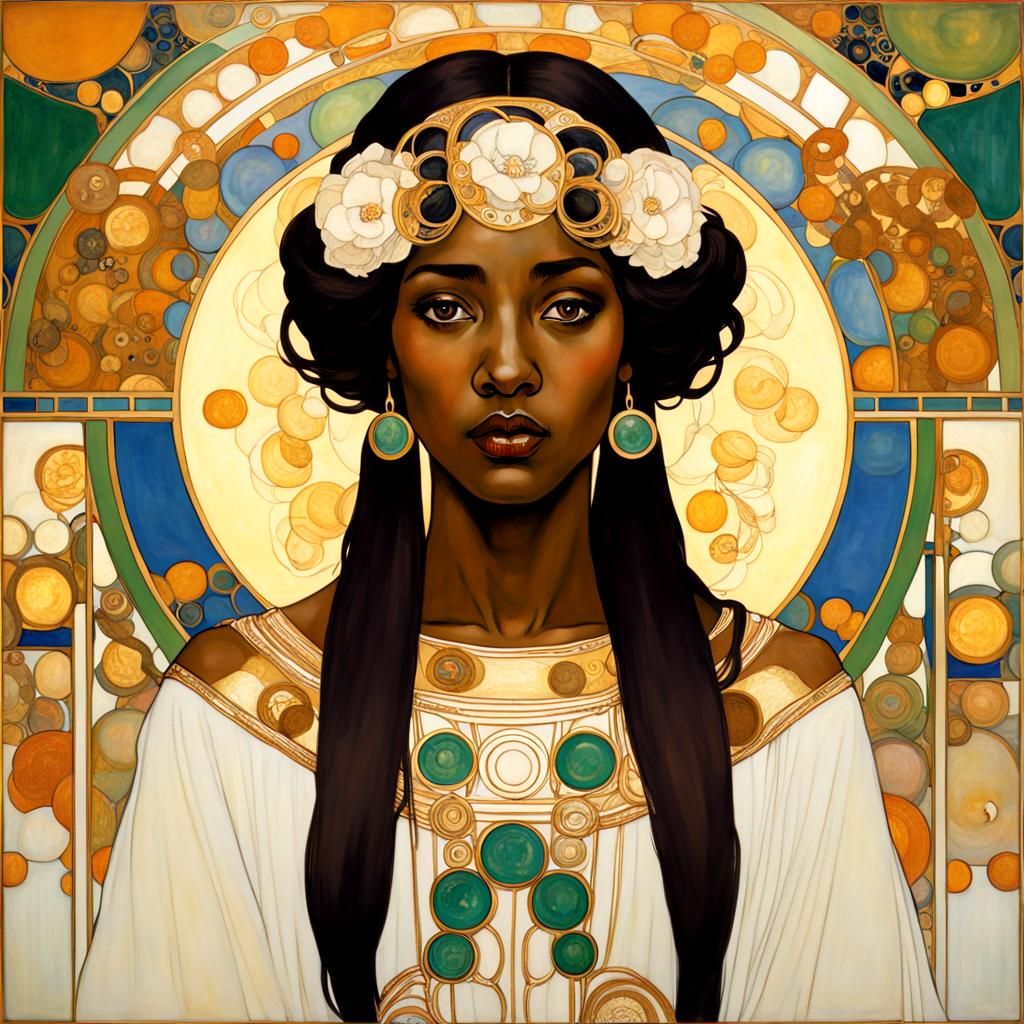 Art Deco Portrait of Hygeia in Klimt Style