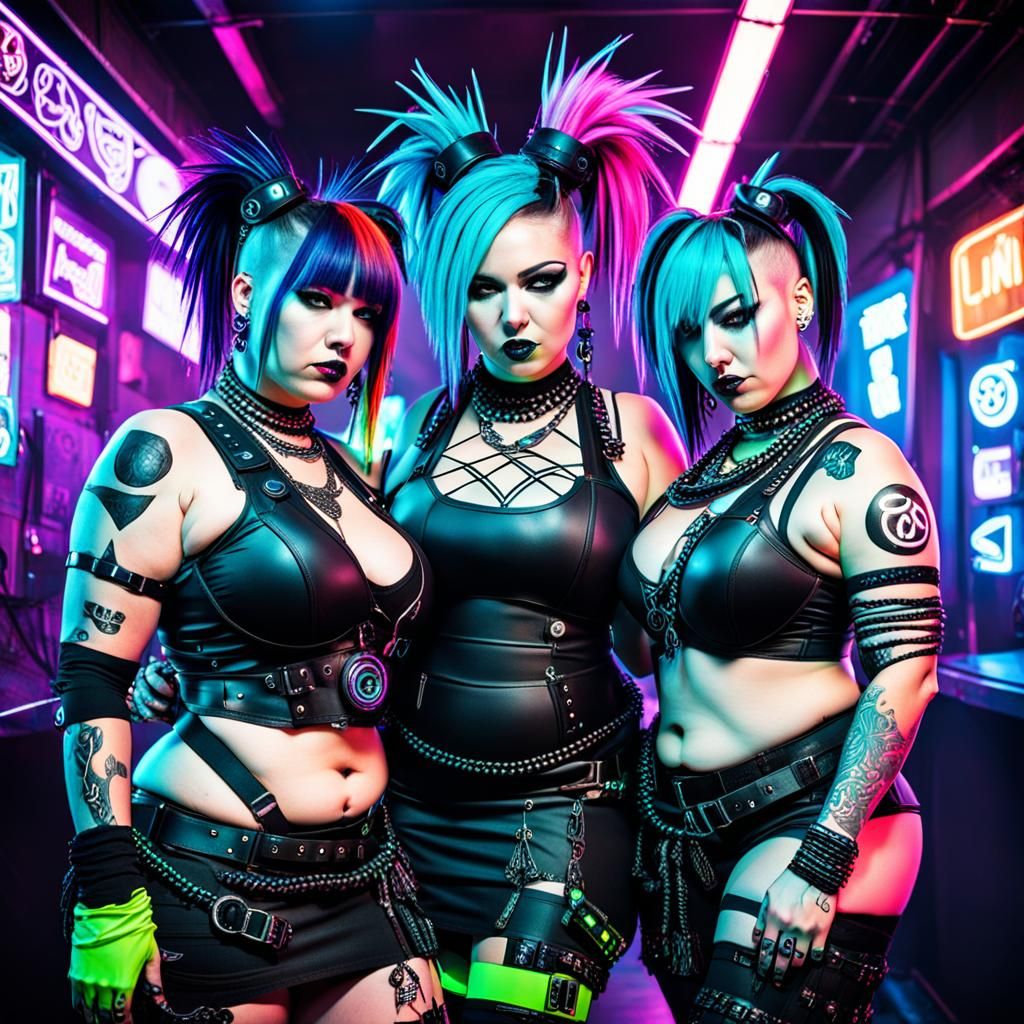 Cybergoth girls in club