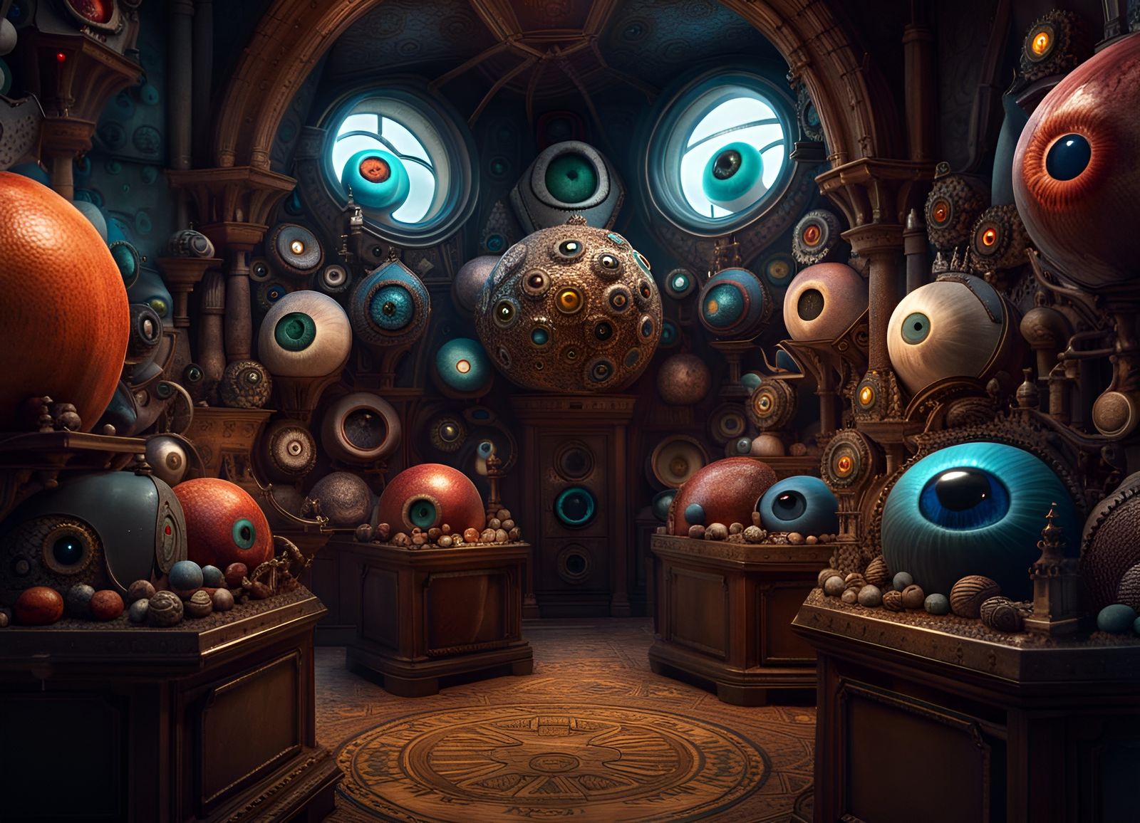 Bizarre Eyeball Museum: Detailed Matte Painting