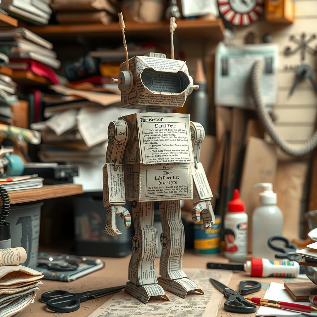 Paper Robot in Animated Film Style