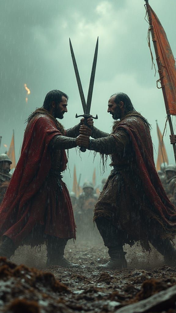 Dramatic Clash of Ancient Rivals in Rain-Soaked Battle