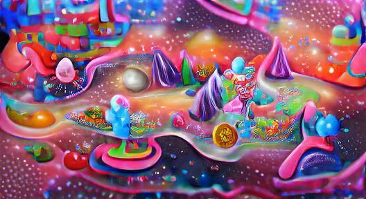 Cosmic Candyland: Holographic Astral Illustration in Vibrant...