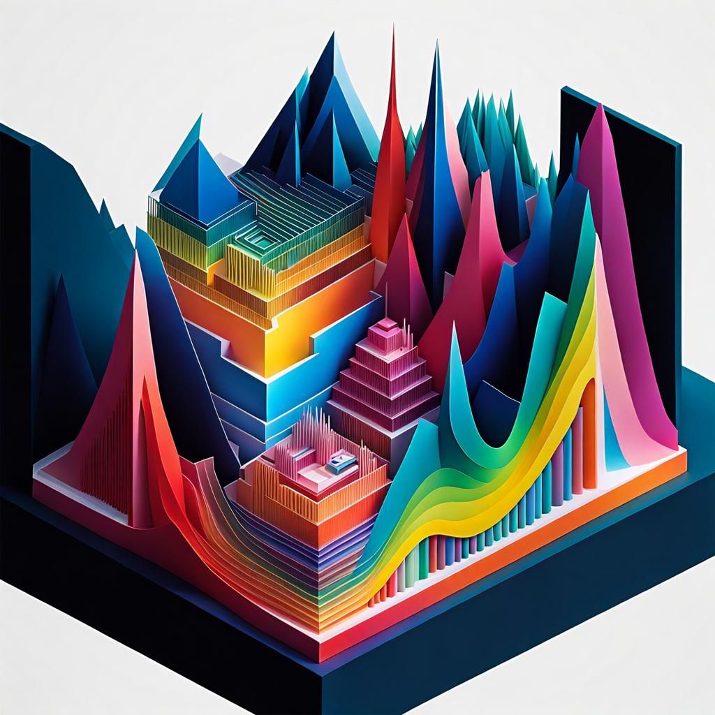Isometric Seismograph Contour Plot: Surreal Digital Art
