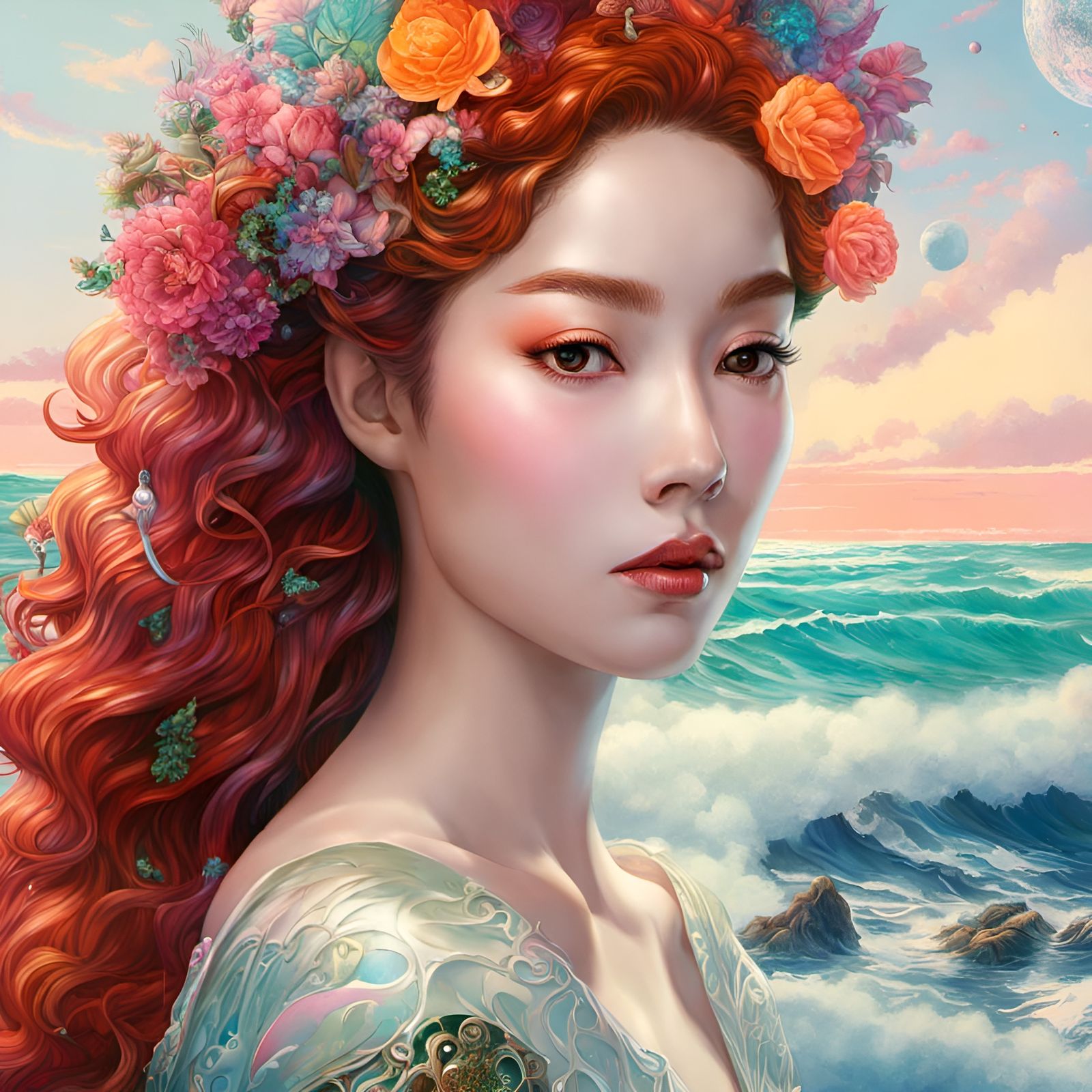 Enchanted Galaxy Yakuza Portrait in Vaporwave Style