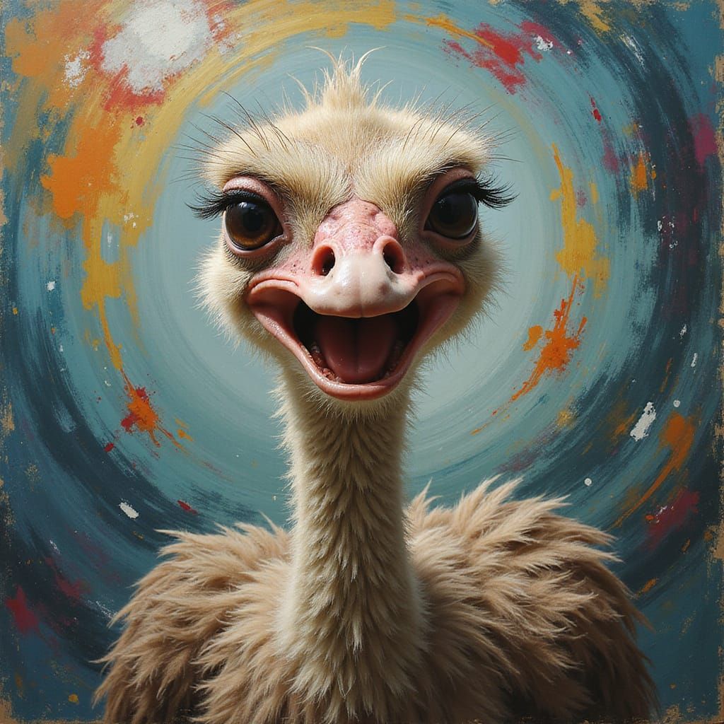 Surrealist Ostrich Lost in a Dreamlike Vortex