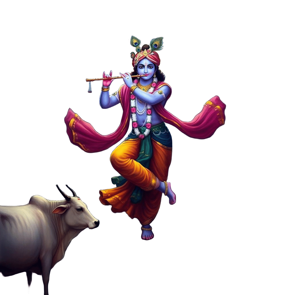 Krishna Playing Flute and Dancing on Kaliya Nag
