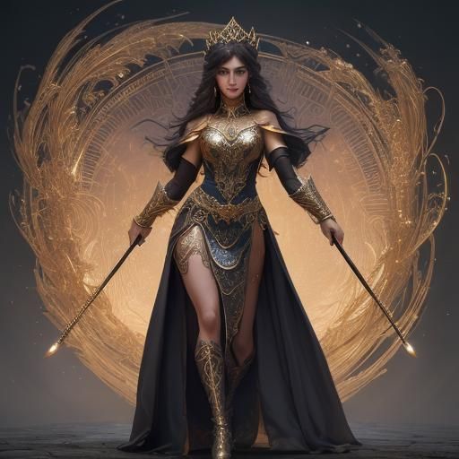 3D Mage Casting Golden Magic in Fantasy Art