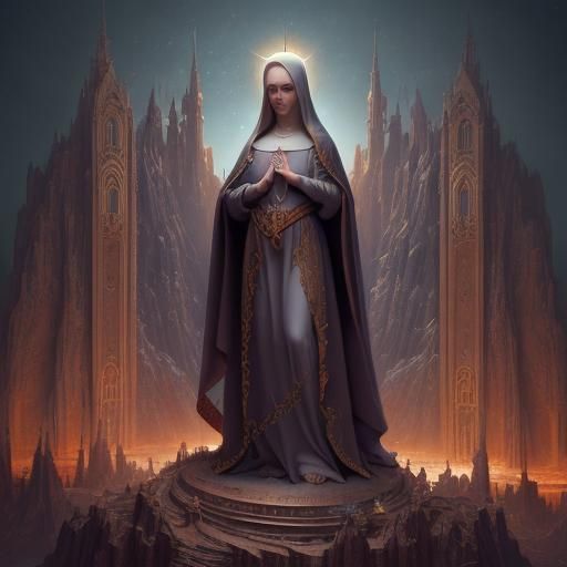 Virgin Mary Matte Painting in Detailed Color