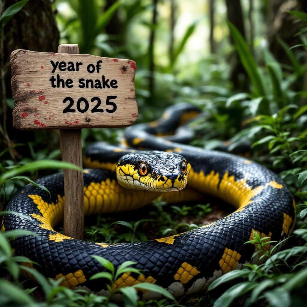 Chinese Beauty Snake in Shimmering Forest Habitat