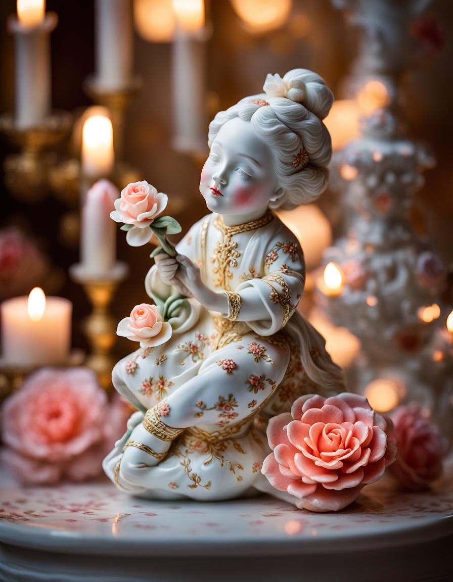 Porcelain Figurine in Baroque Setting
