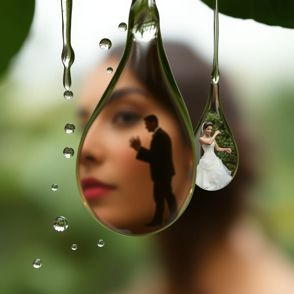 Woman's Memories Reflected in Teardrops