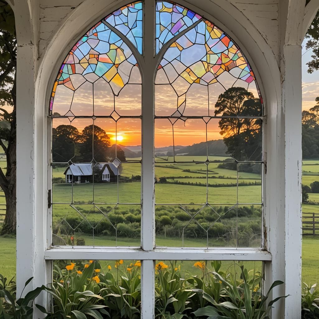 Sunrise Illuminates Stained Glass Chapel