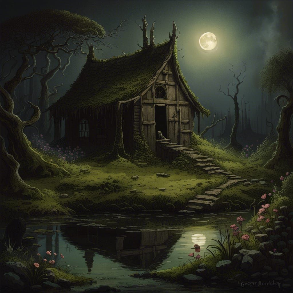 Gothic Fairytale Hut in a Decaying Forest