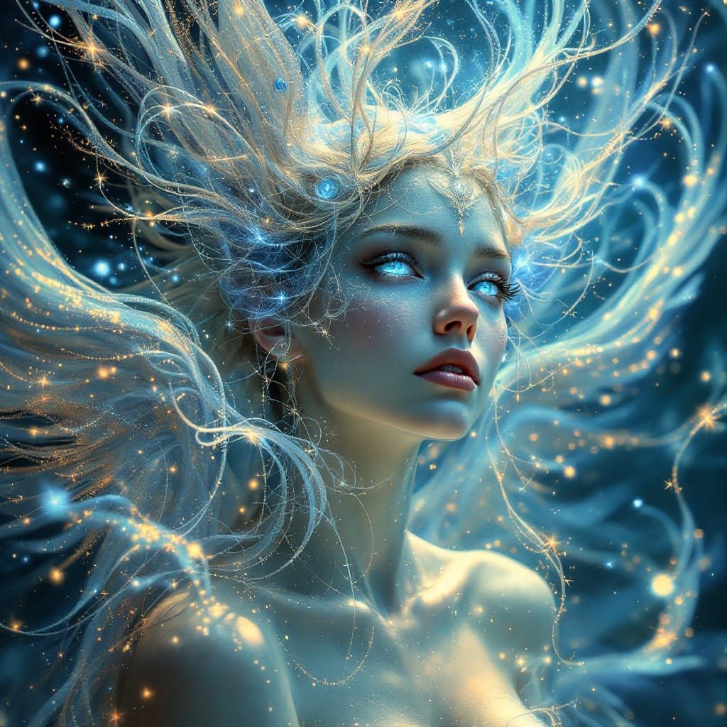 Ethereal Being with Iridescent Wings in Surreal Style