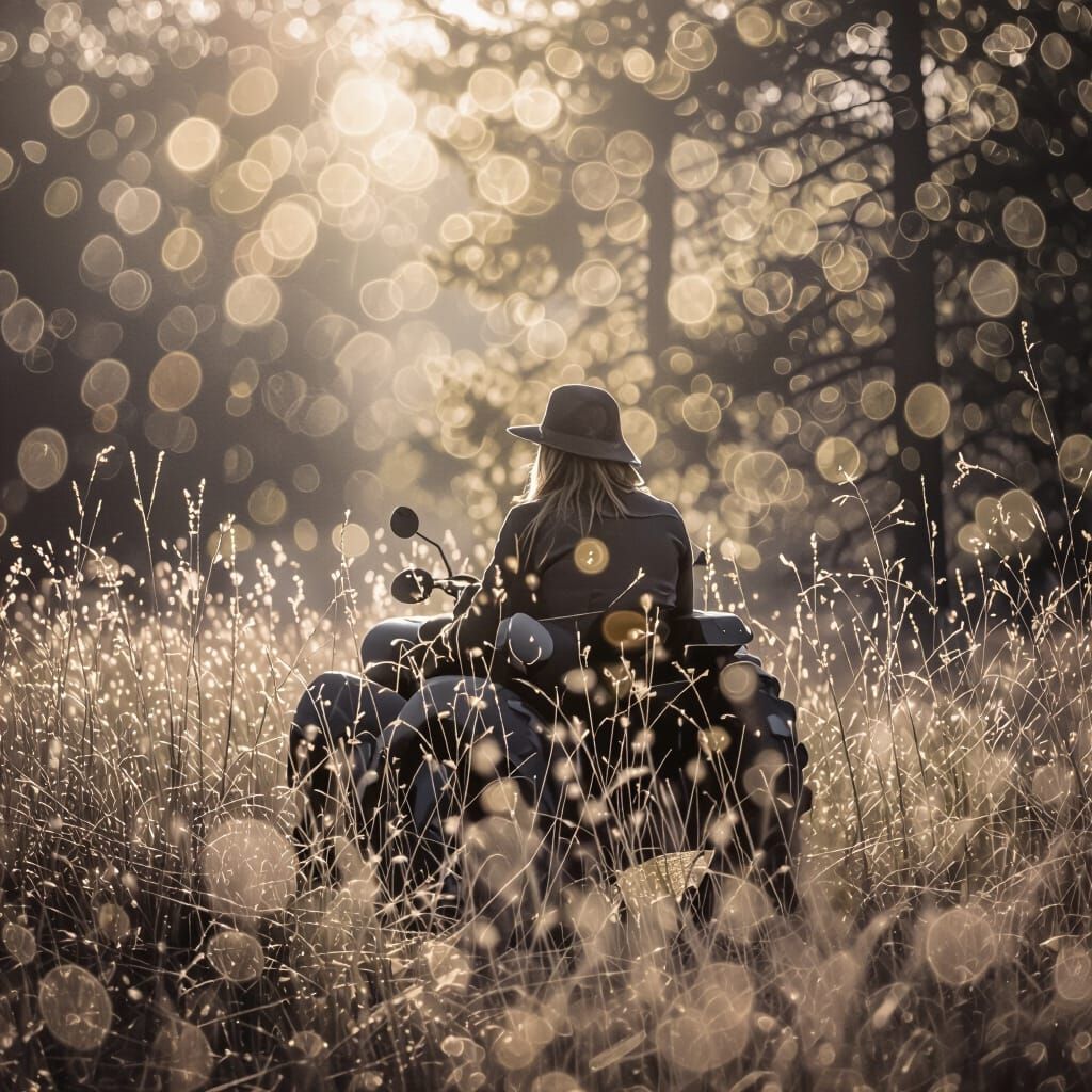Cinematic Photo of Autumn Landscape with Bokeh and Lens Flar...