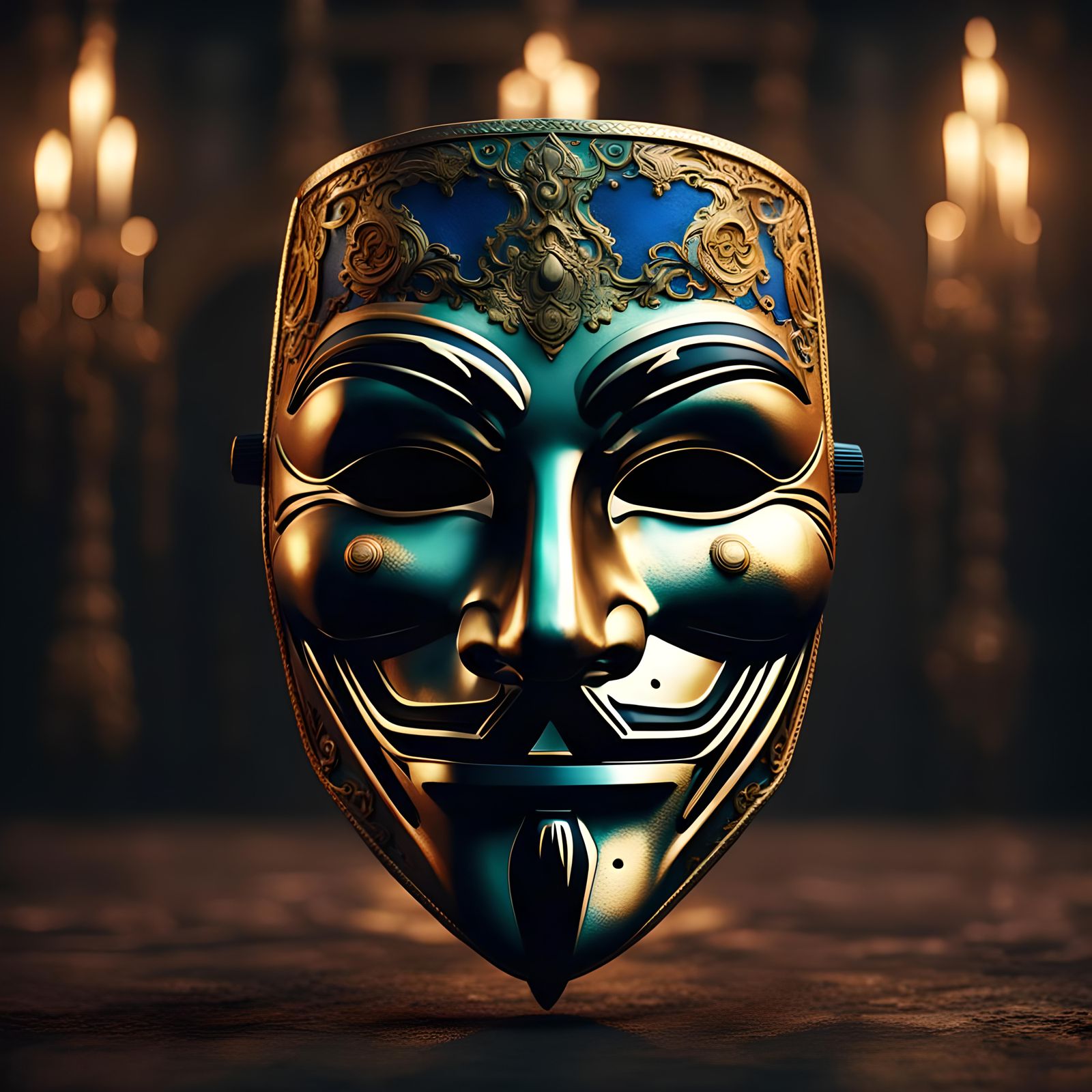 Intricate Anonymous Mask in Detailed Matte Painting